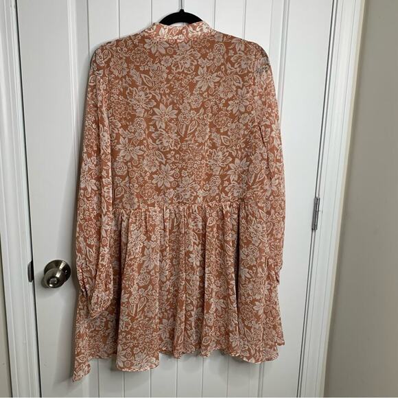 Ces Femme bohemian floral long sleeves autumn chiffon tunic - Picture 7 of 11